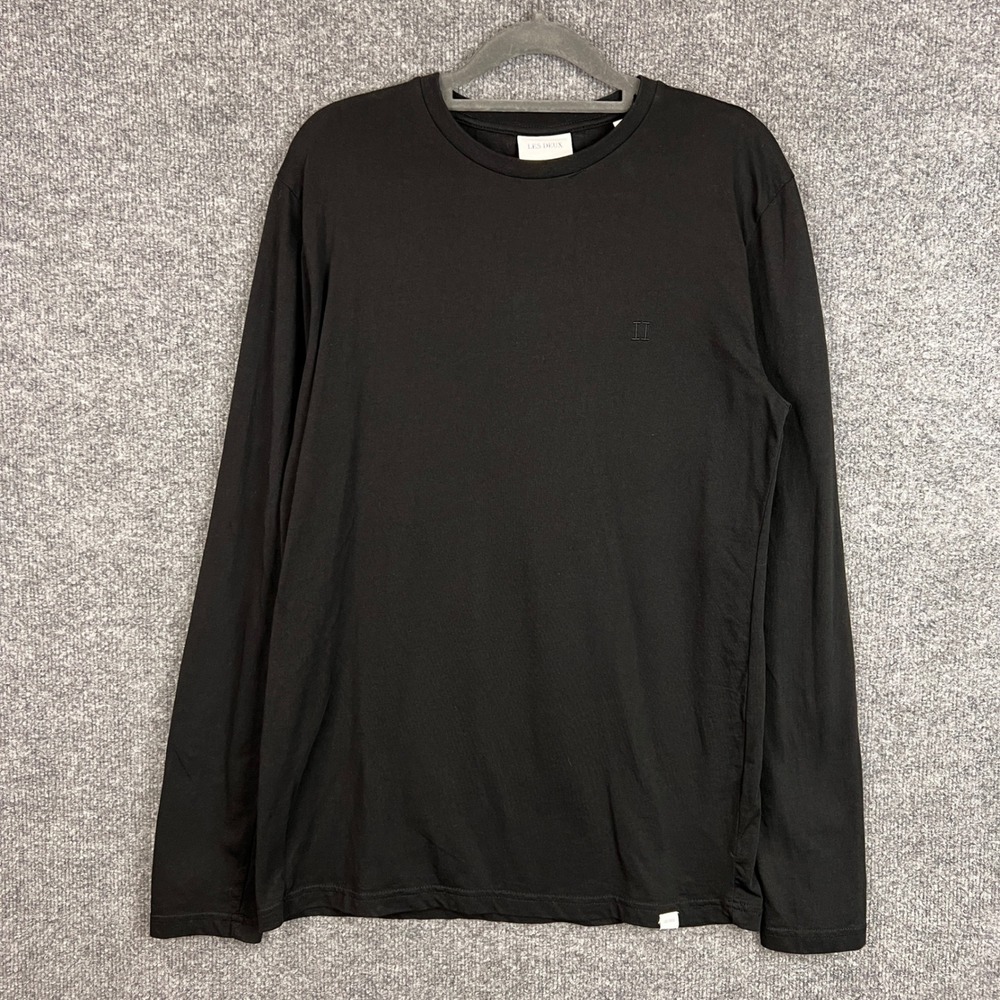 Les‎ Deux Men's Black Long Sleeve T-Shirt Crew Neck Size Small
